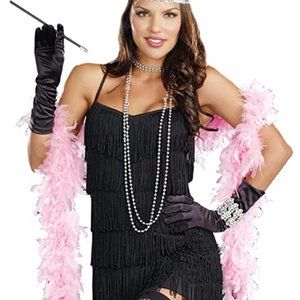 Women's Flapper Black Frill Dress